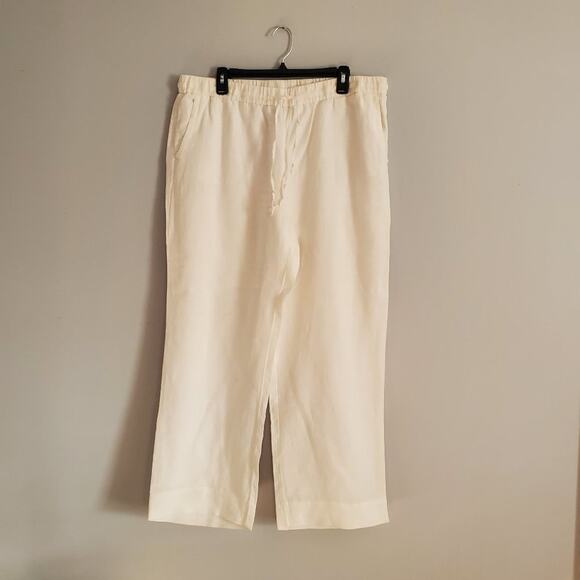 Charter Club White 100% Linen Wide Leg Drawstring Pants XL - Picture 1 of 7